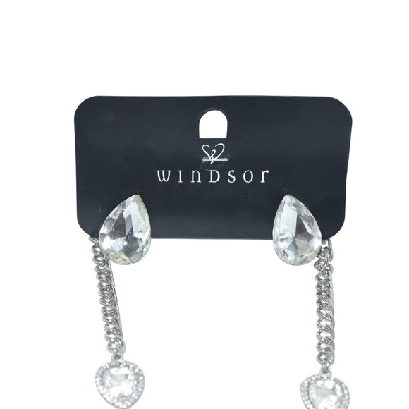 Windsor Silver Teardrop Crystal Necklace Earrings Set - Picture 3 of 5